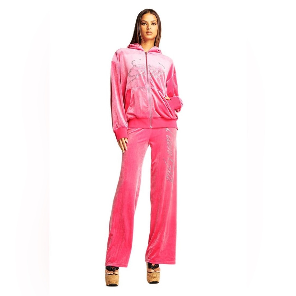 I am Gia Hot Pink Velour Tracksuit